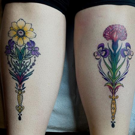 Tattoos - Sadie Double Floral with Color - 144338